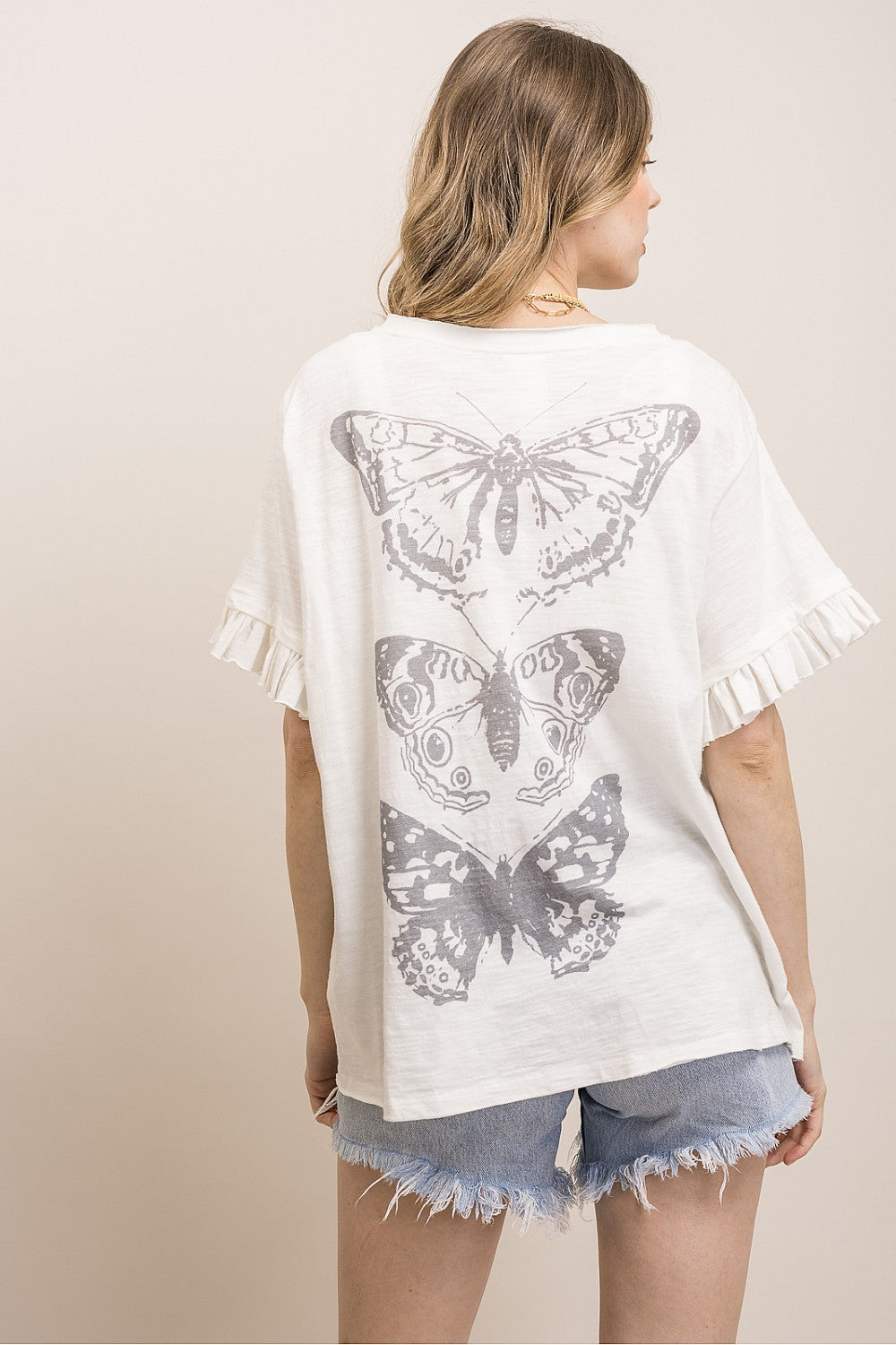 Blue Velvet Off White Butterfly Top