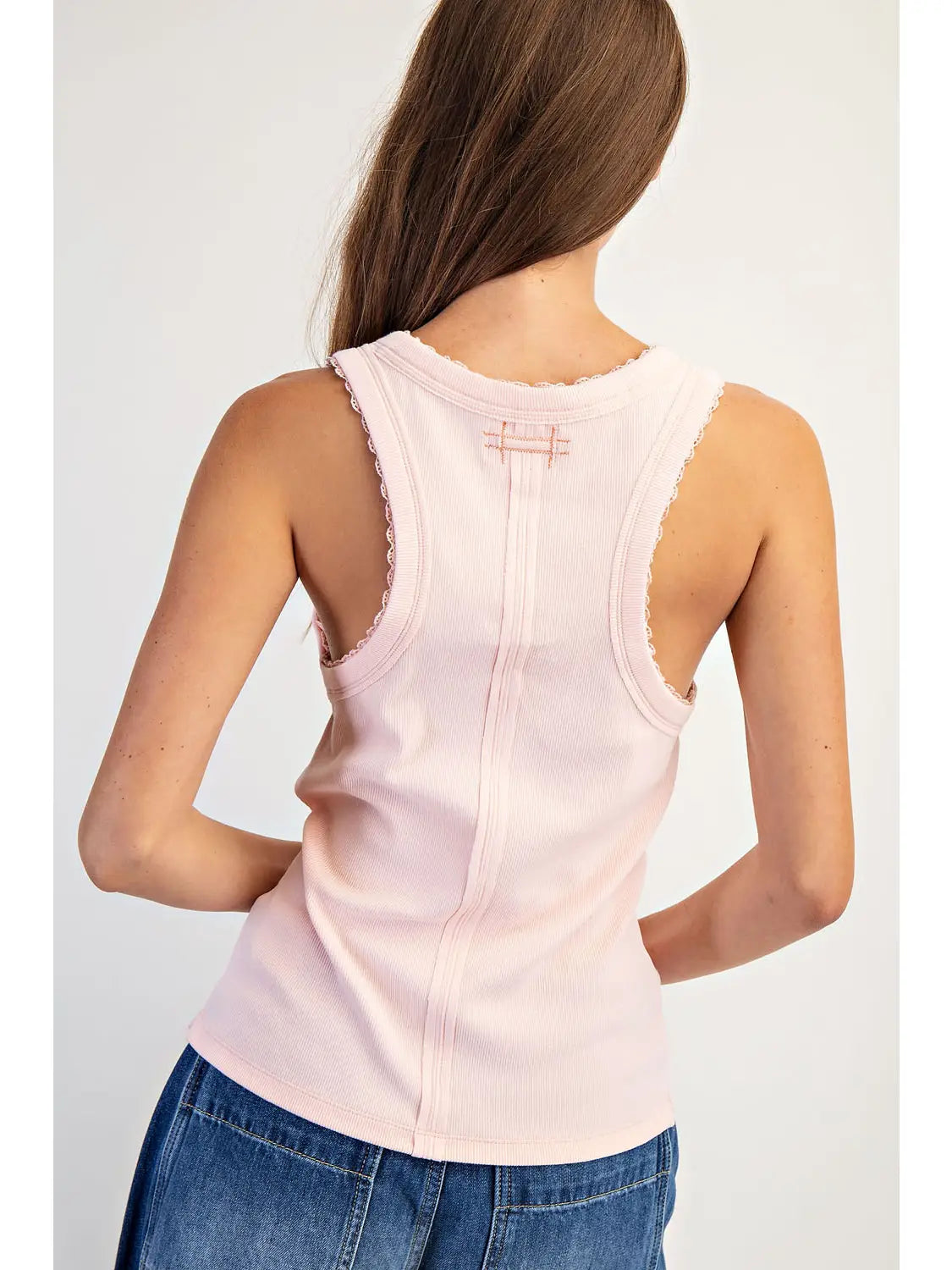 Soft Pink Ribbed Knit Tank