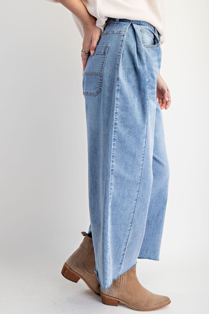 Easel Washed Stretch Denim Pants Washed Denim