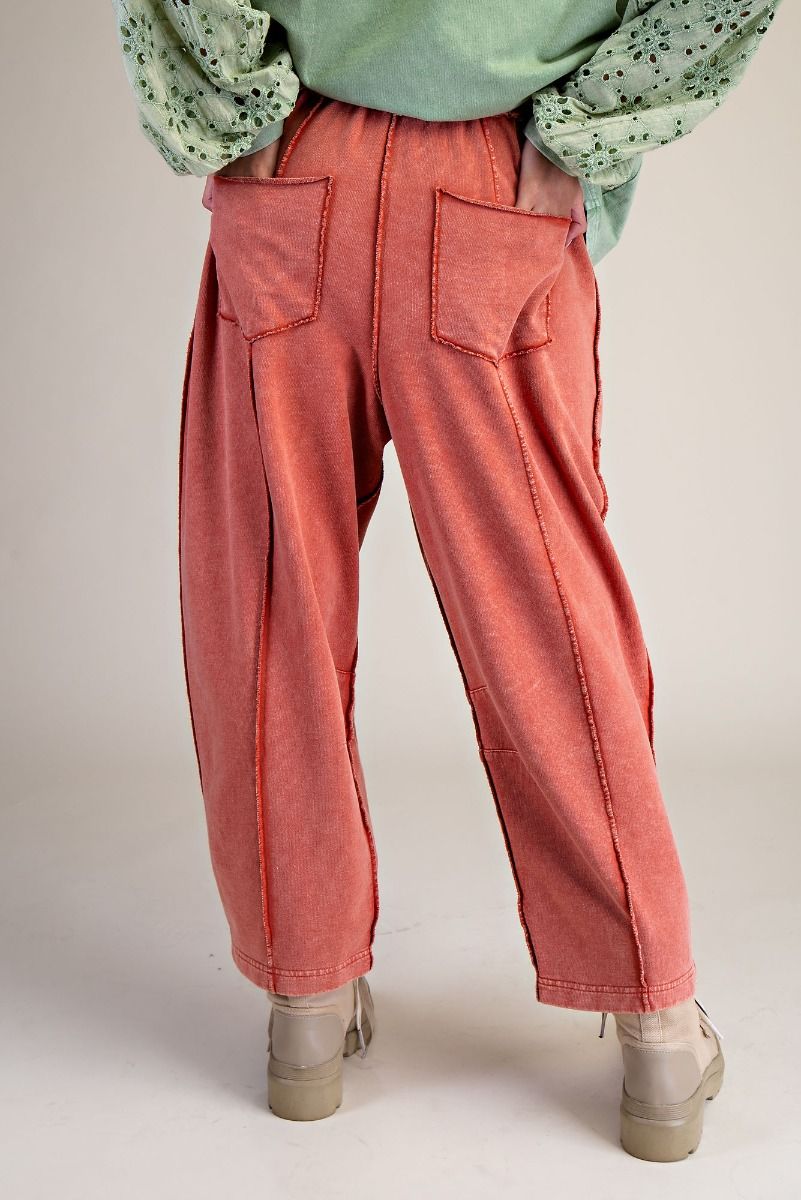 Easel Brick Terry Knit Barrel Pants