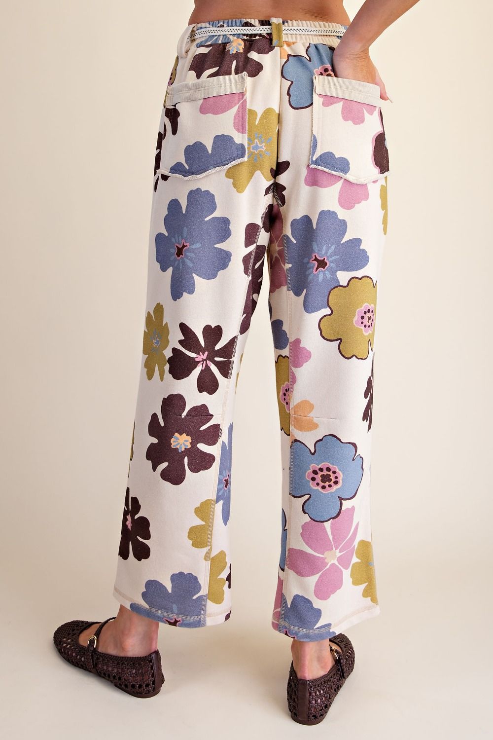 Easel Khaki Floral Print Pants