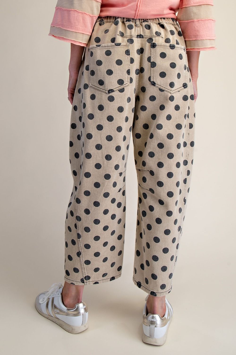 Easel Khaki Dot Barrel Pants