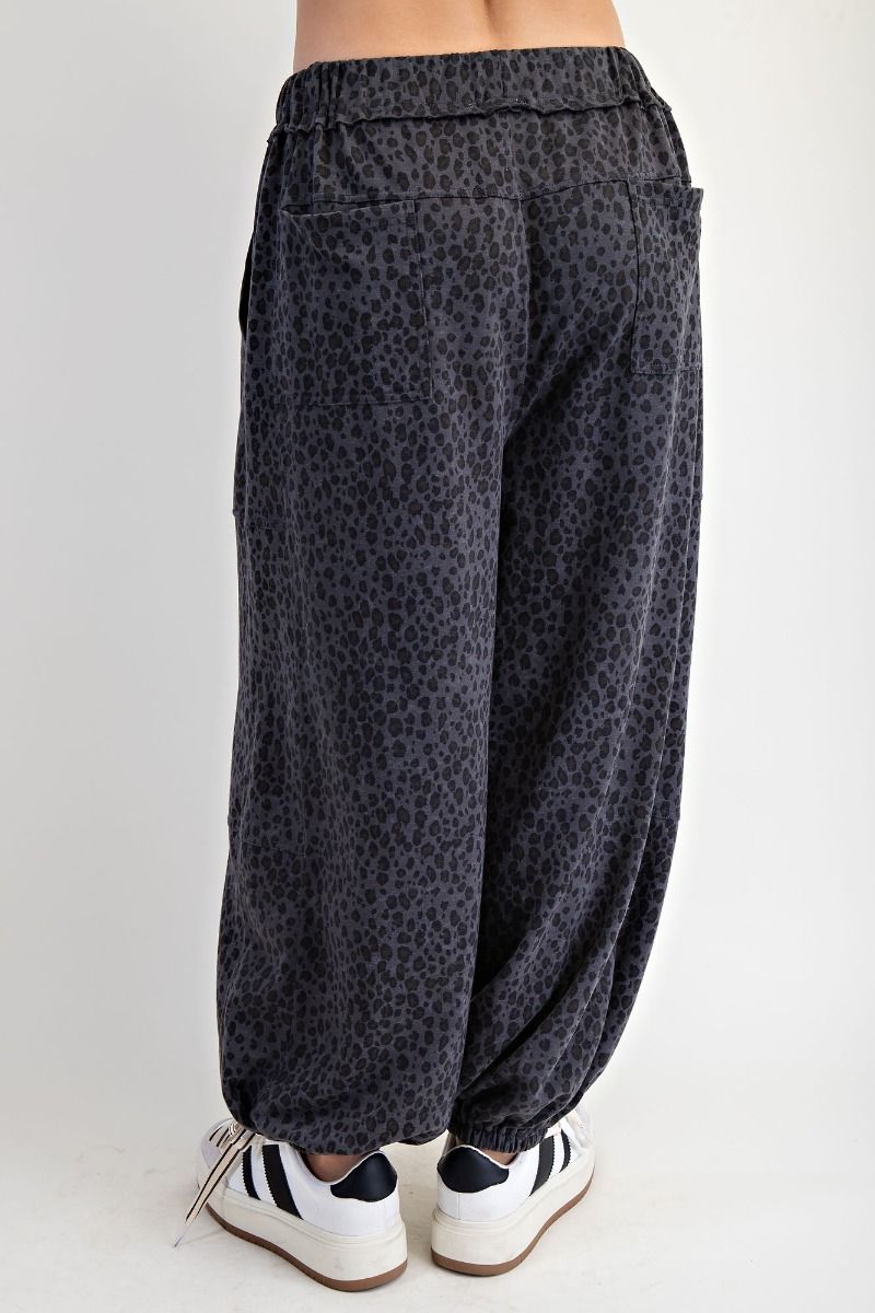 Animal Printed Terry Joggers Ash