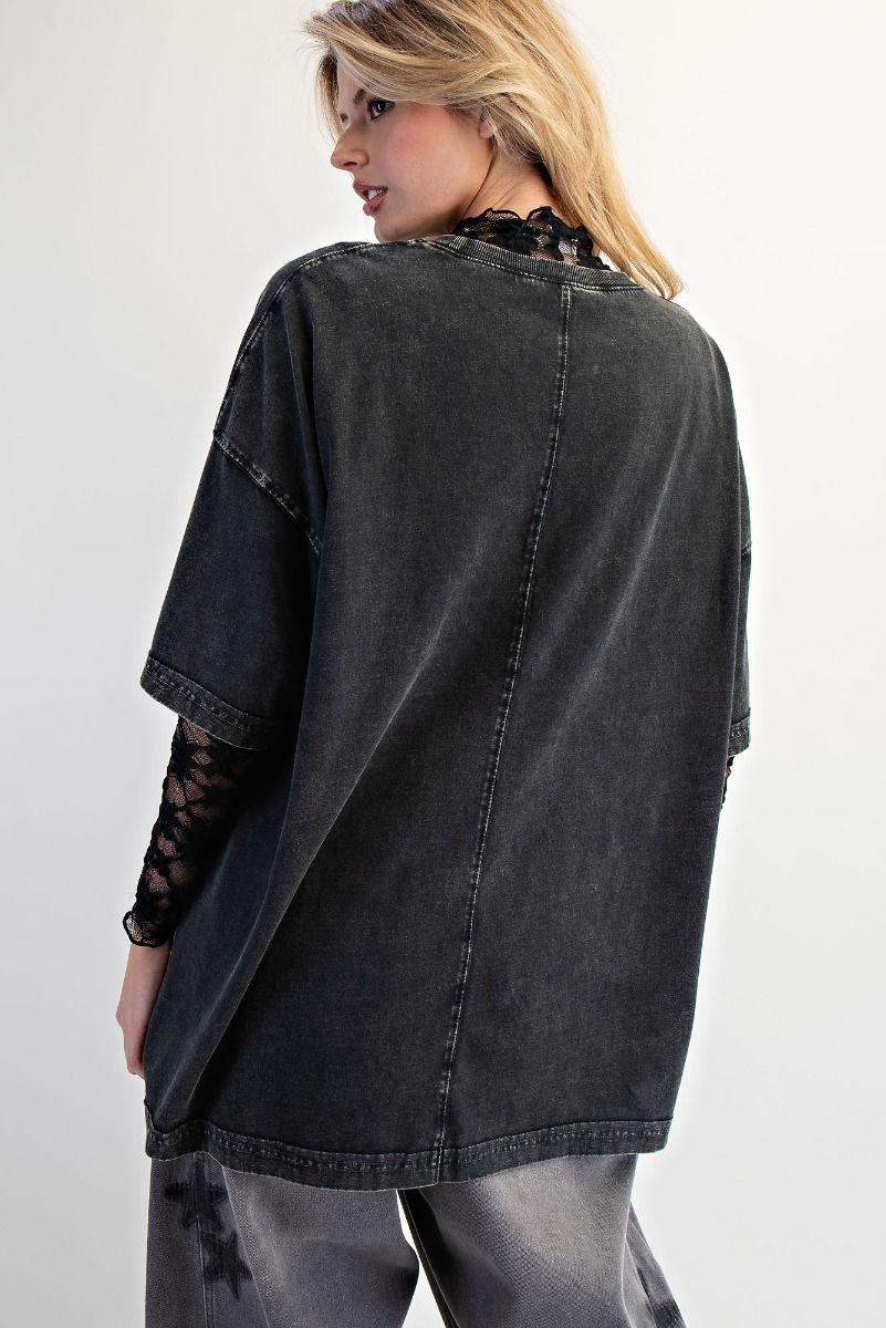 Easel Short Sleeve Mineral Washed Tee Black
