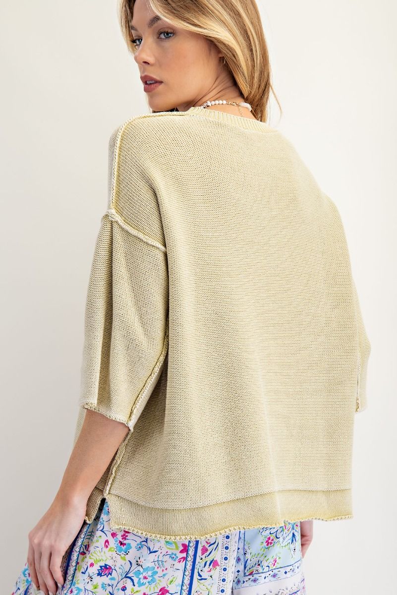 Easel Matcha Latte Knit Sweater Top