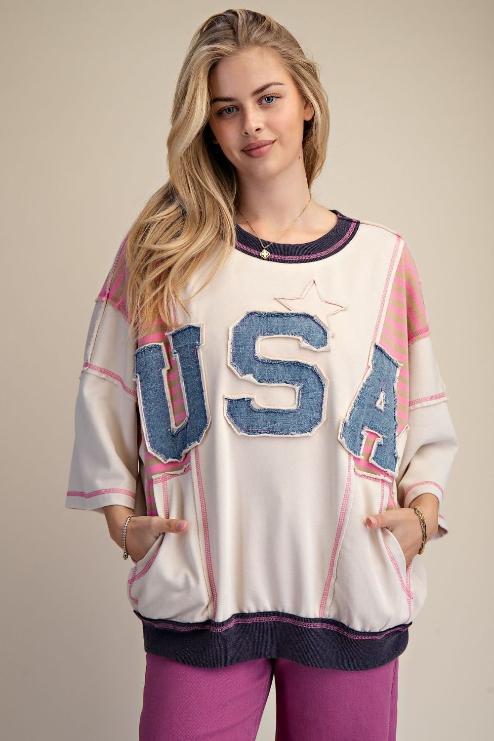 Easel USA Natural Pink Pocket Top