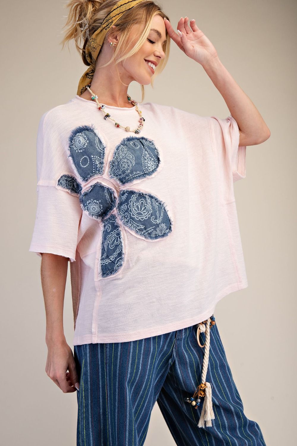 EASEL Blush Pink Flower Top – Vintage Gypsy Boutique