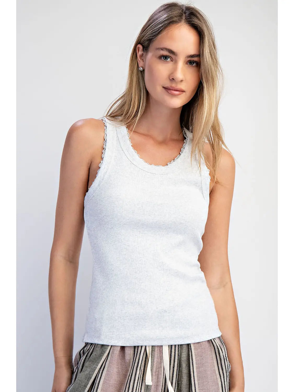 Heather Grey Ribbed Knit Tank