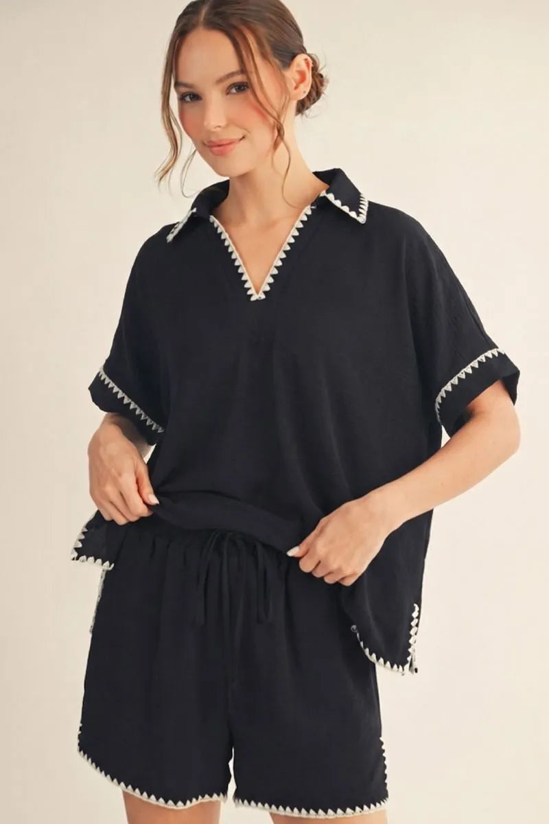 Black Embroidered Set