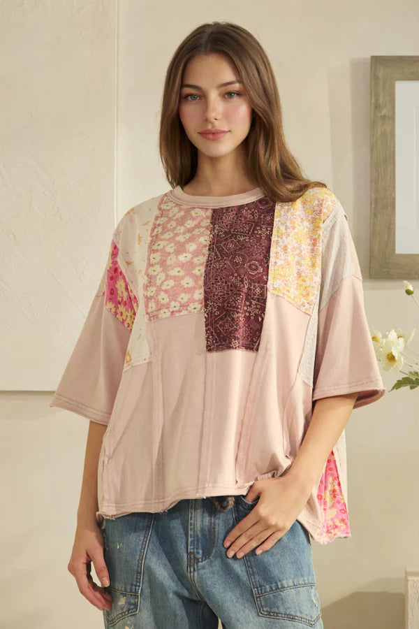 Oli & Hali Pink Patchwork Tee