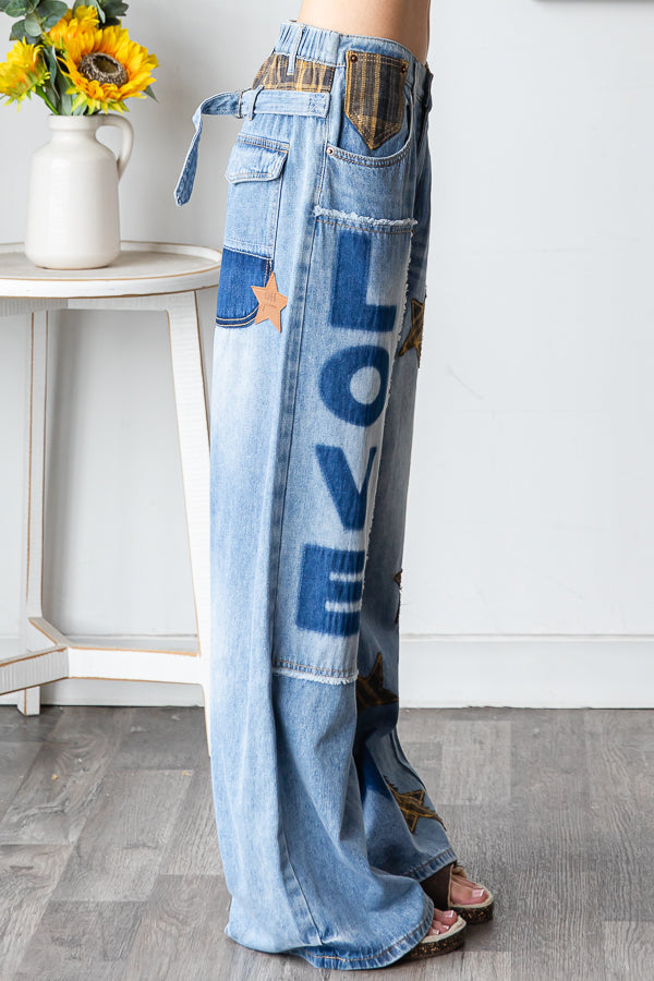 Love Star Patchwork Denim Jeans Oli & Hali