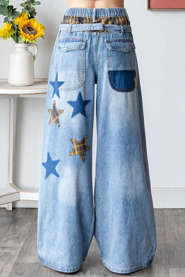 Love Star Patchwork Denim Jeans Oli & Hali