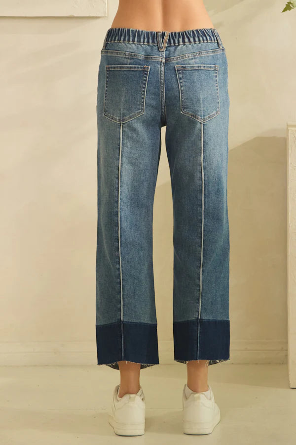 Oli & Hali Denim Contrast Crop Pants