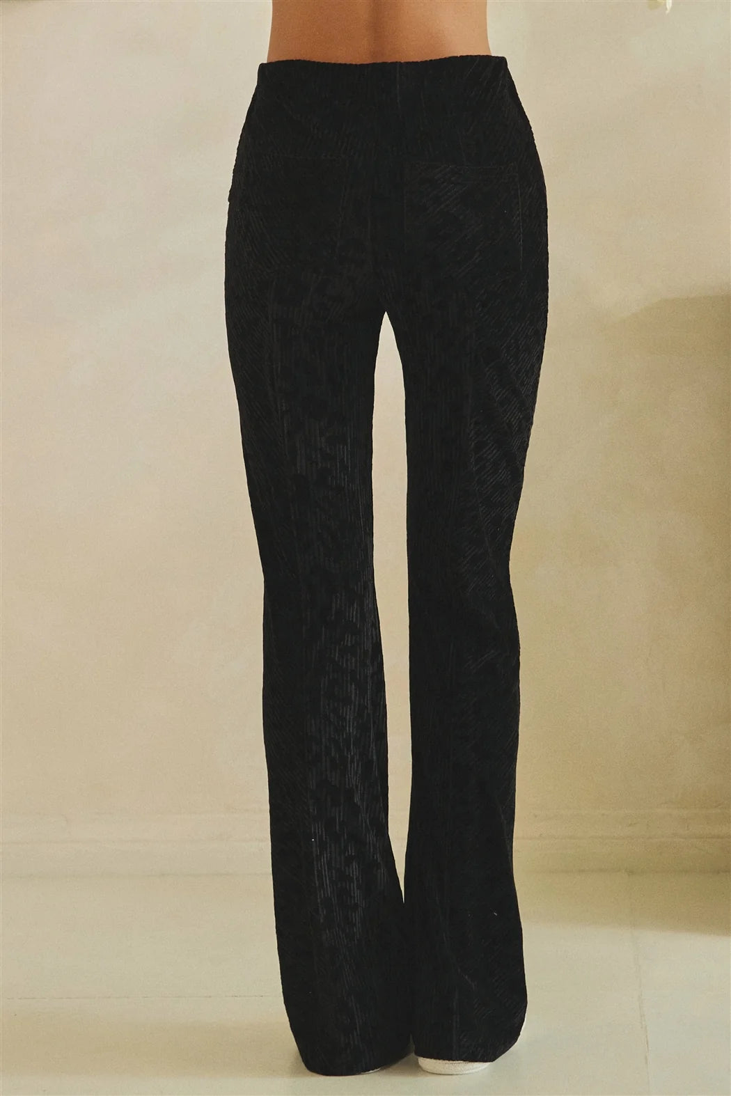 Oli & Hali Black Leopard Velvet Flare Pants