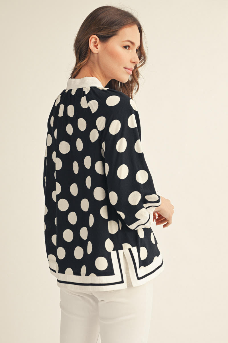 Black / White Polka Dot Top