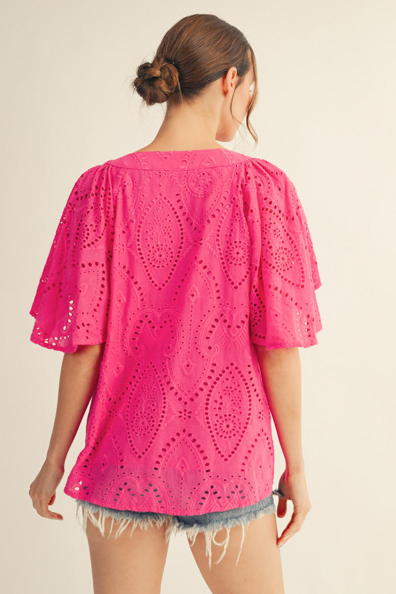 Hot Pink Eyelet Top