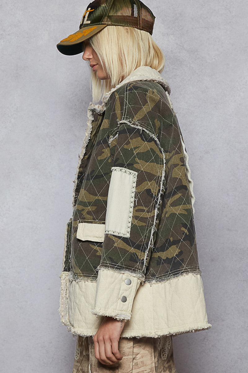 POL Quilted Heart Camo Jacket