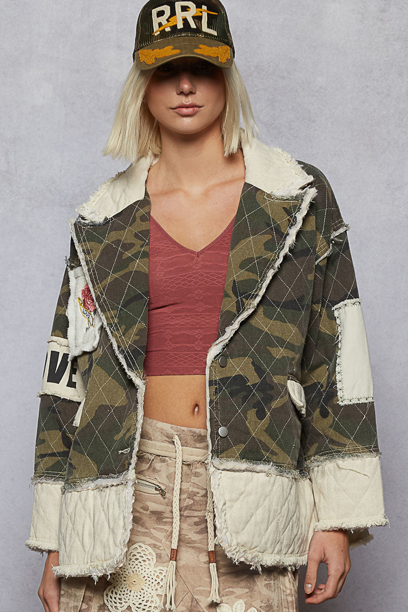 POL Quilted Heart Camo Jacket