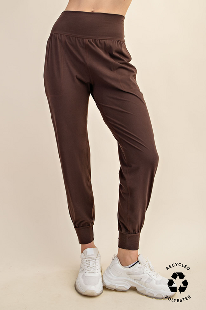 High Waist Barrel Jogger Pants Espresso