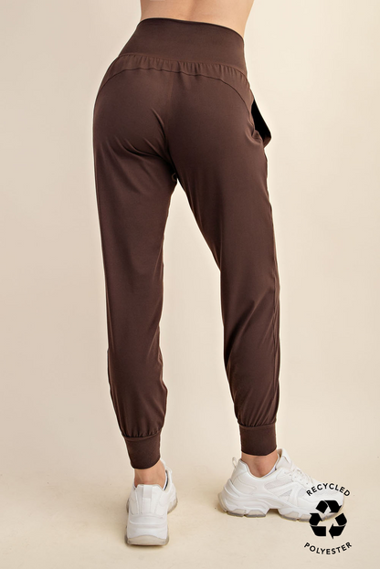 High Waist Barrel Jogger Pants Espresso