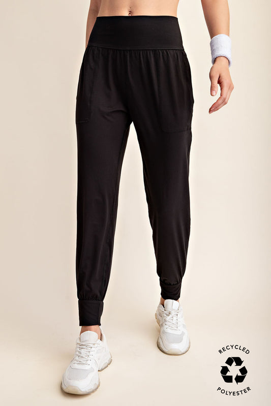 High Waist Barrel Jogger Pants Black