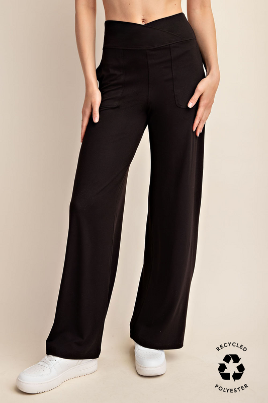 Butter V Waist Wide Pants Black