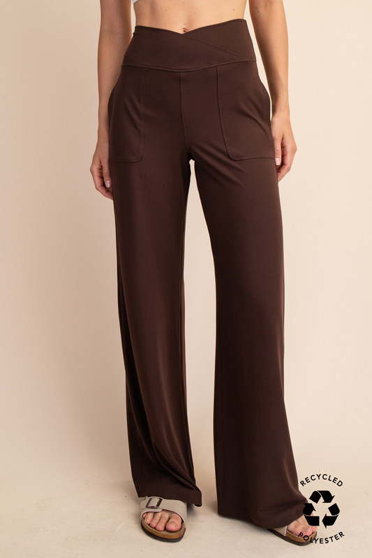 Butter V Waist Wide Pants Espresso