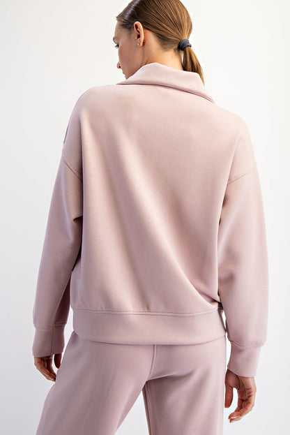 Modal Scuba Quarter Zip Pullover Mauve