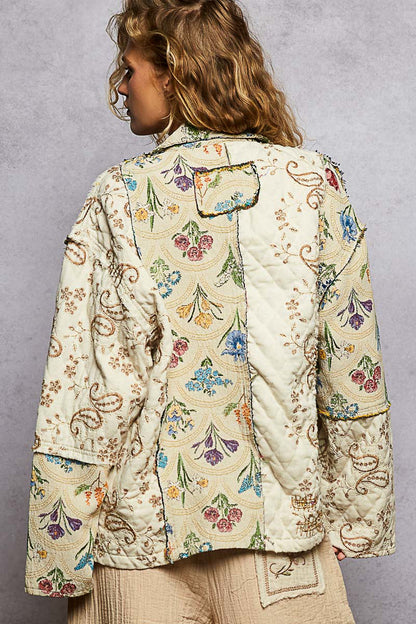 POL Vintage Floral Jacket Natural Multi