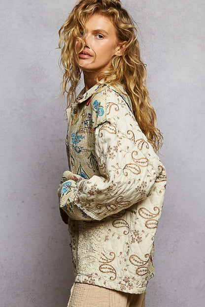 POL Vintage Floral Jacket Natural Multi