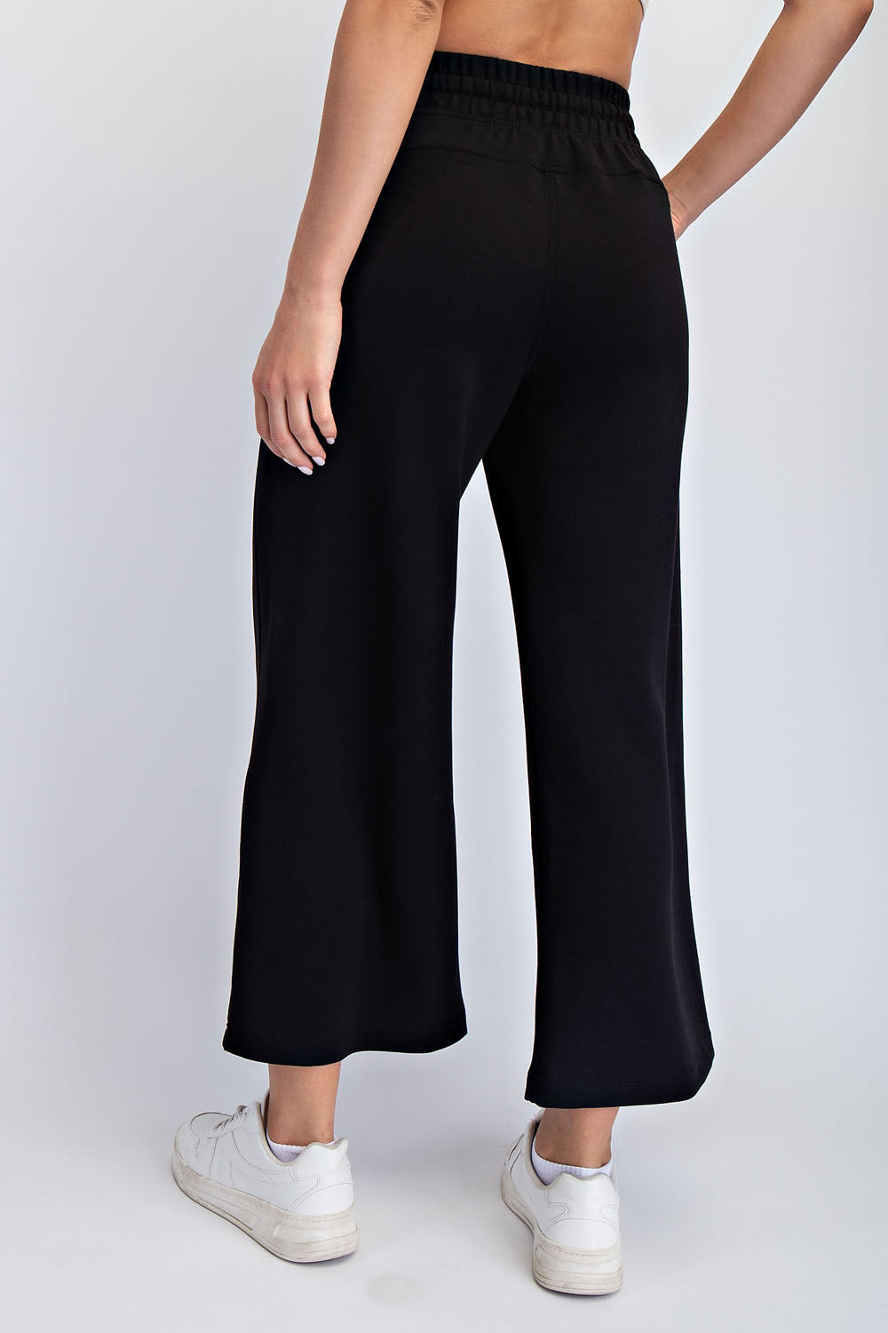 Modal Scuba Cropped Wide Pant Black