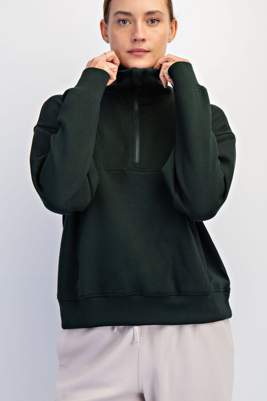Modal Scuba Quarter Zip Pullover Regency Green
