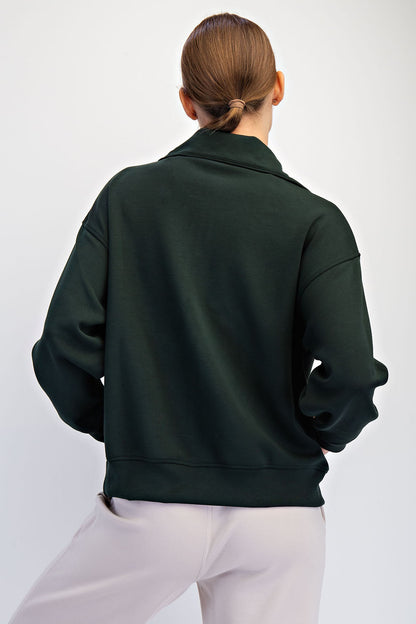 Modal Scuba Quarter Zip Pullover Regency Green