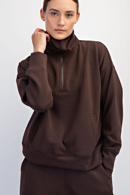 Modal Scuba Quarter Zip Pullover Espresso