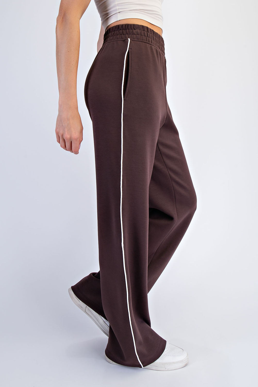 Espresso and Cream Modal Scuba Piping Pant
