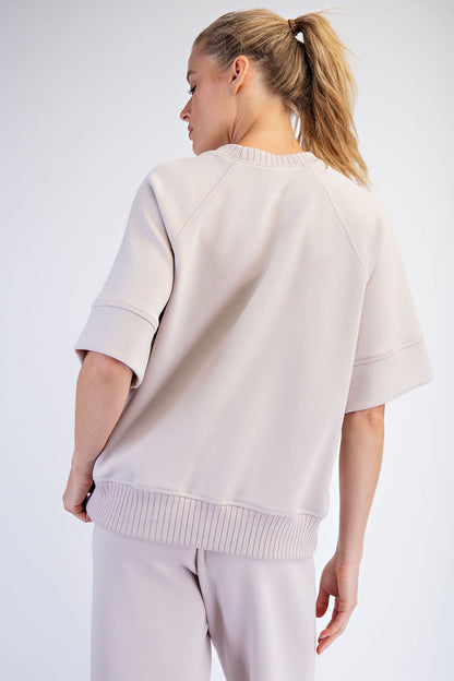 Modal Mocha Cream Scuba Short Sleeve Top