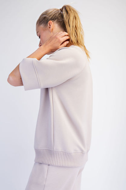 Modal Mocha Cream Scuba Short Sleeve Top