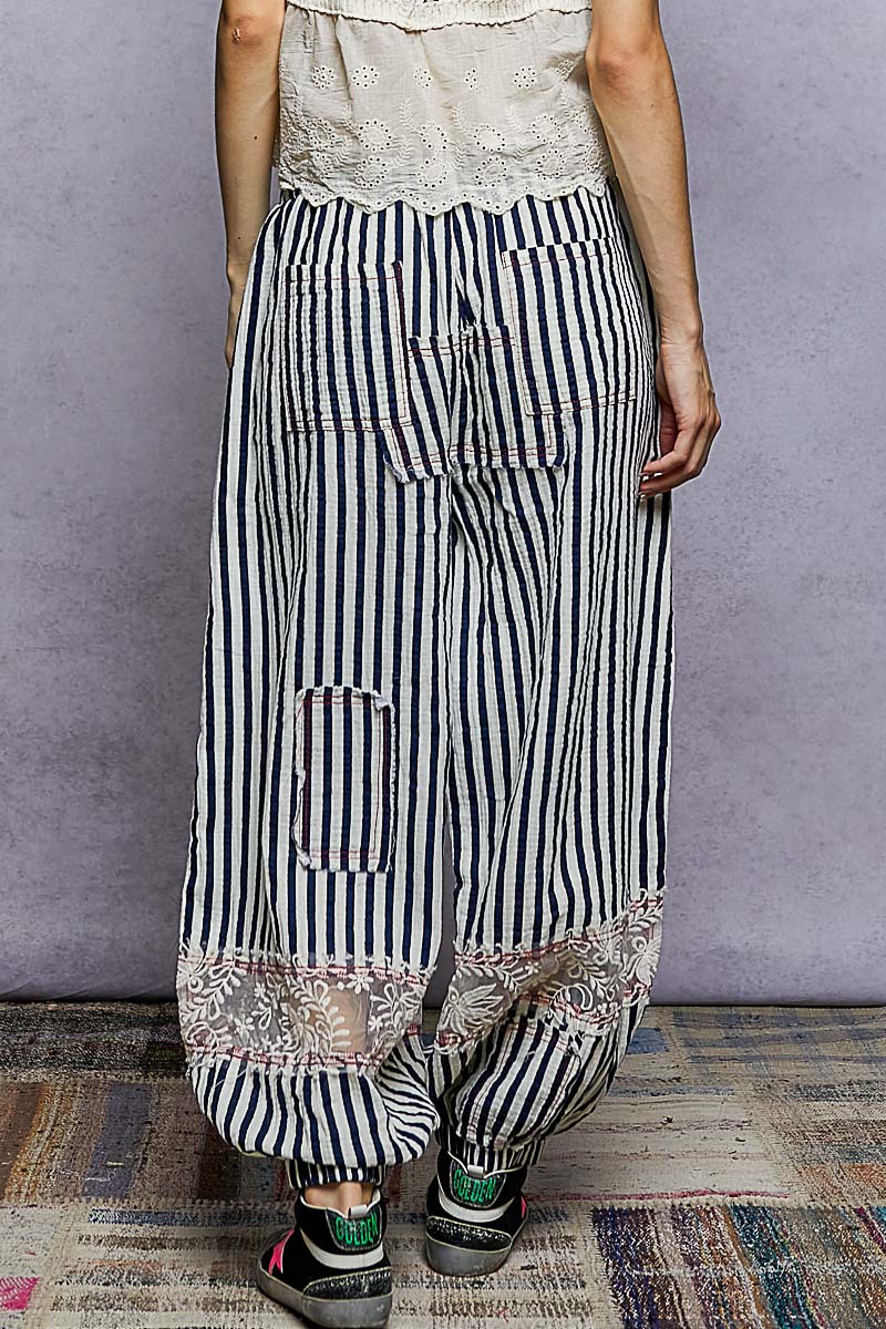 POL Navy Stripe Joggers