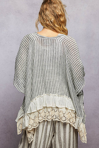 POL Black Multi Cardigan with Lace