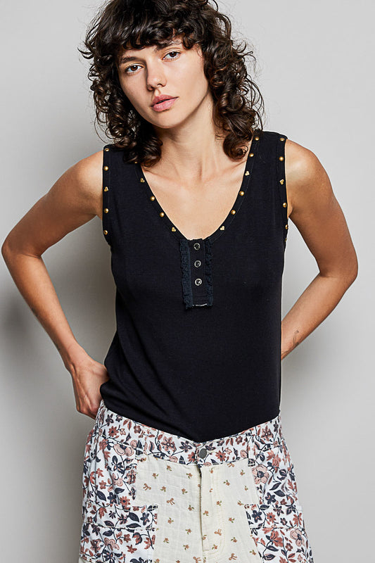 POL Black Stud Tank Top