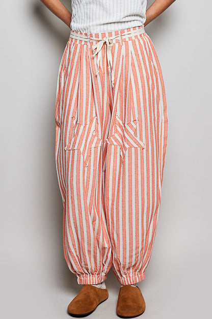 POL Star Coral Stripe Jogger Pants