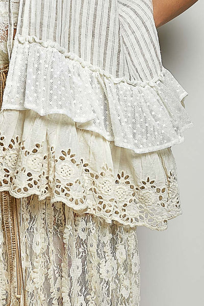 POL Natural Multi Cardigan with Lace