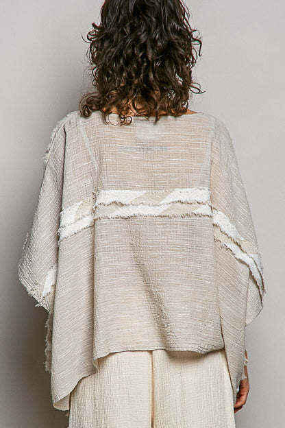 POL Natural Frayed Top
