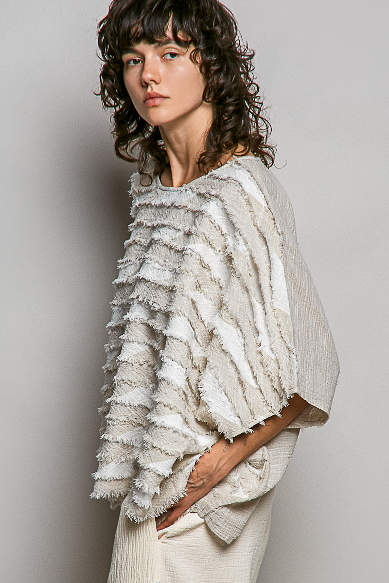 POL Natural Frayed Top