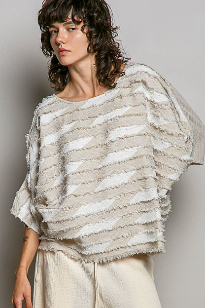 POL Natural Frayed Top