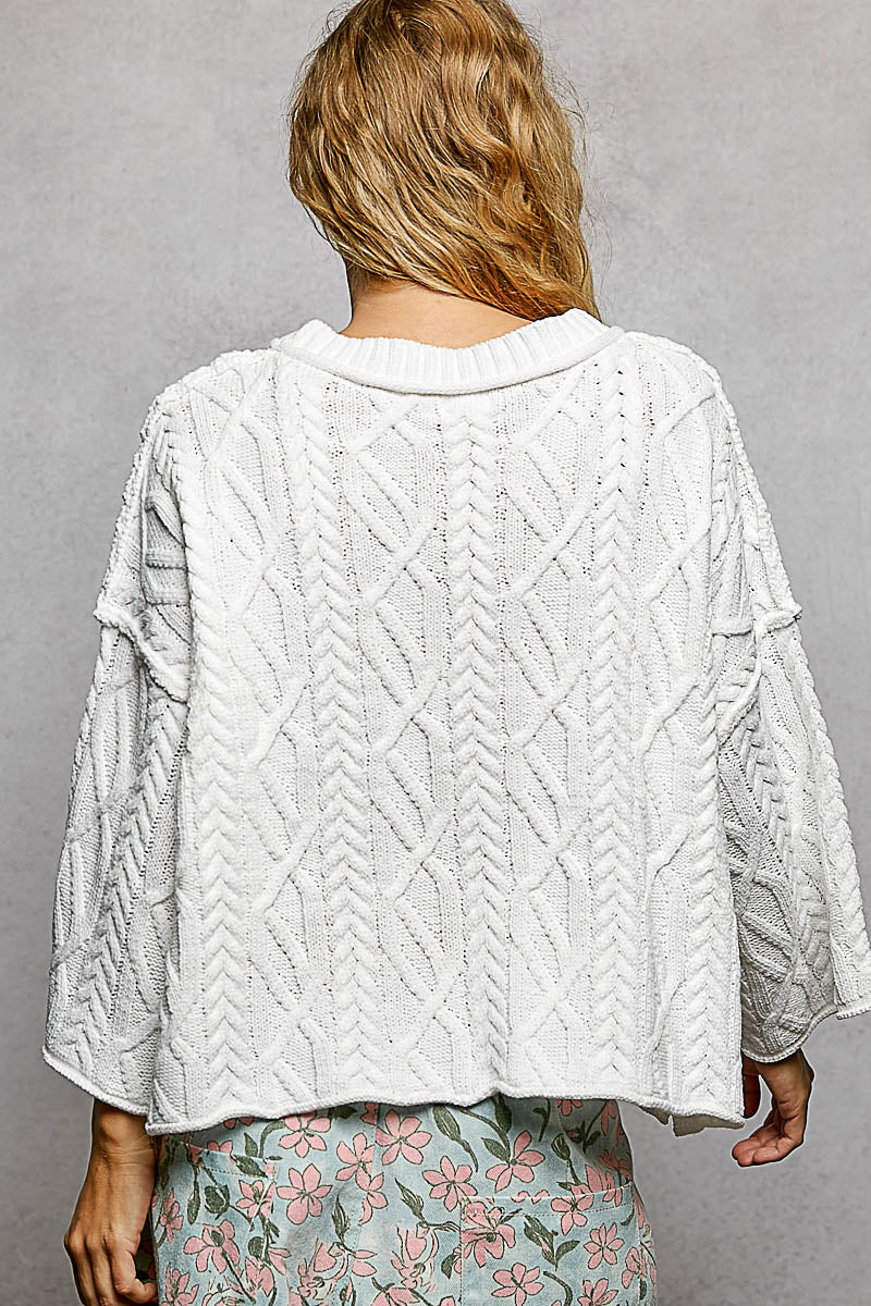 POL Off White Cable Knit Top