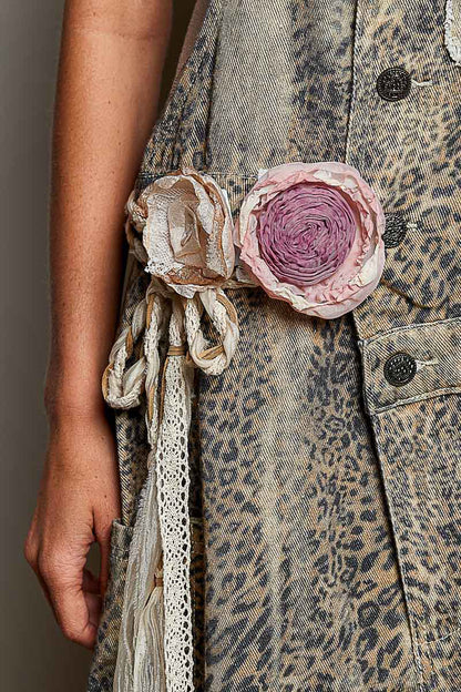 POL Dark Pink & Cream Handmade Crochet Flower Belt