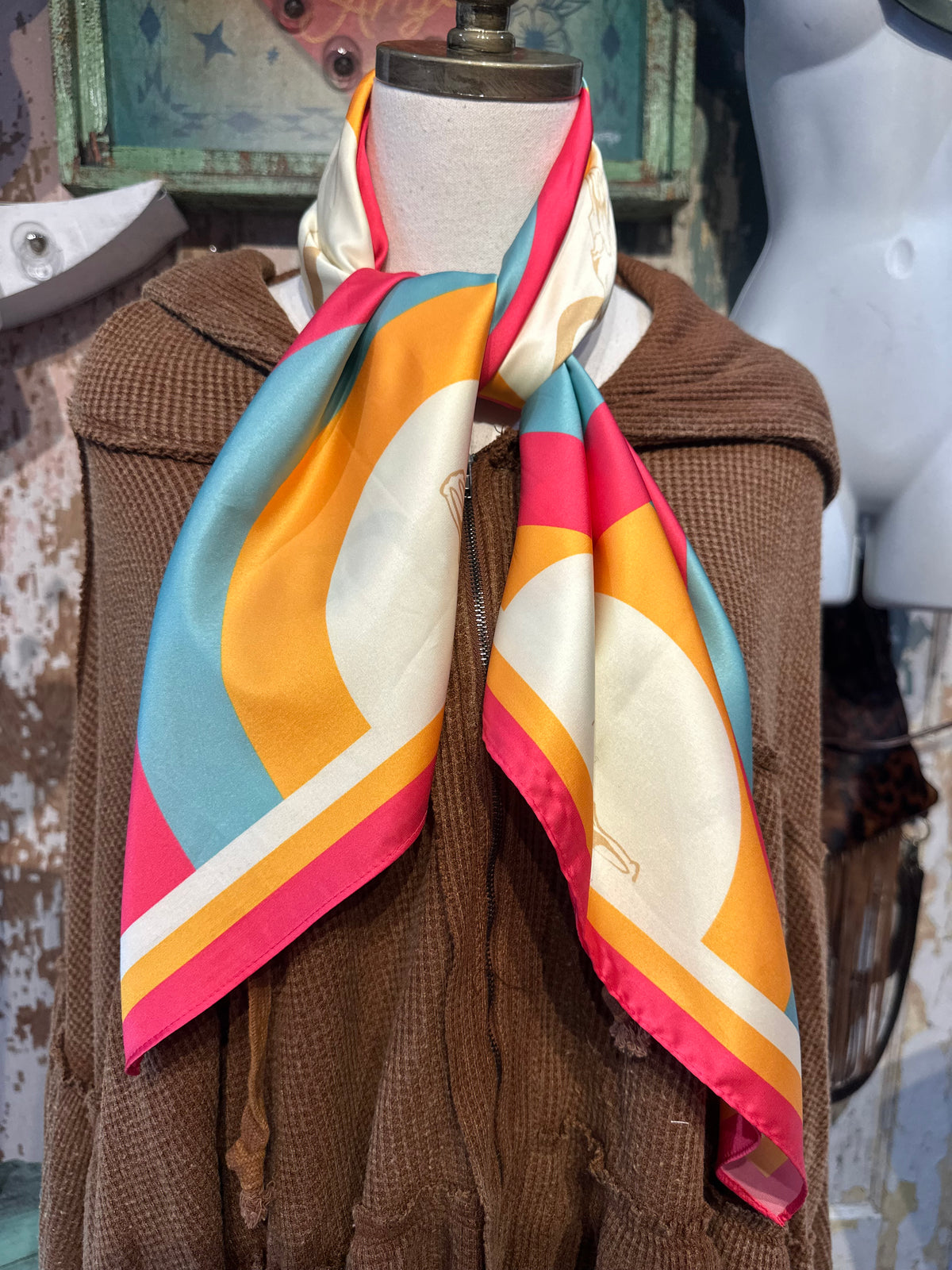Pink, Mustard, Blue, and Cream Wildrag