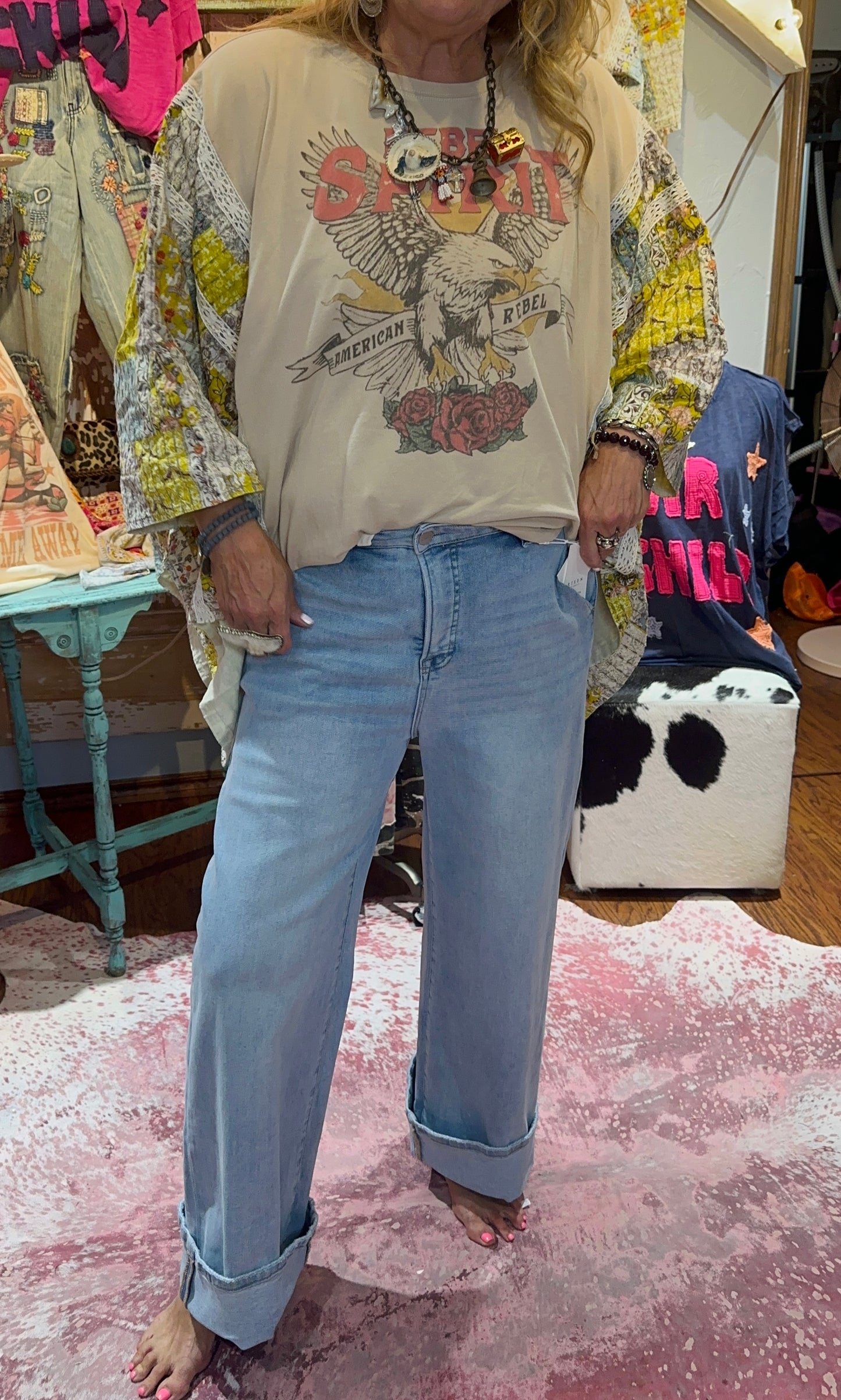 Blue Velvet Tan Rebel Spirit Poncho Top