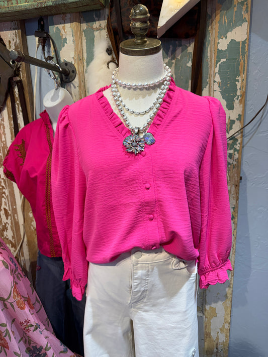 Bubble Gum Ruffle Top